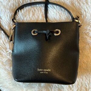 Kate Spade black leather bucket bag
